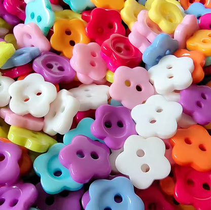 12mm Colorful Flower Buttons | 25, 50, 100 pcs
